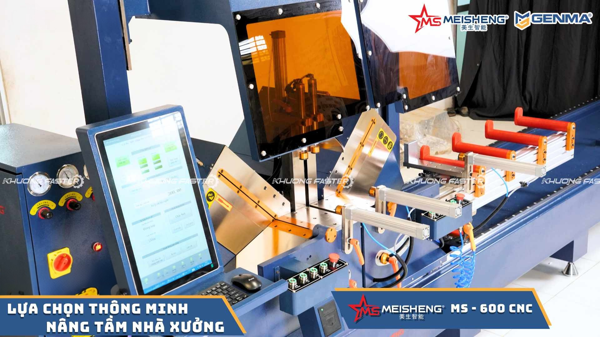 Chi tiết thân máy cắt nhôm 2 đầu Meisheng MS 600 Smart sơn tĩnh điện