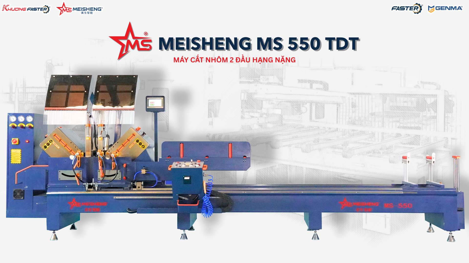 Máy Cắt Nhôm 2 Đầu Meisheng MS 550 Cao Cấp Thước Điện Tử&nbsp;