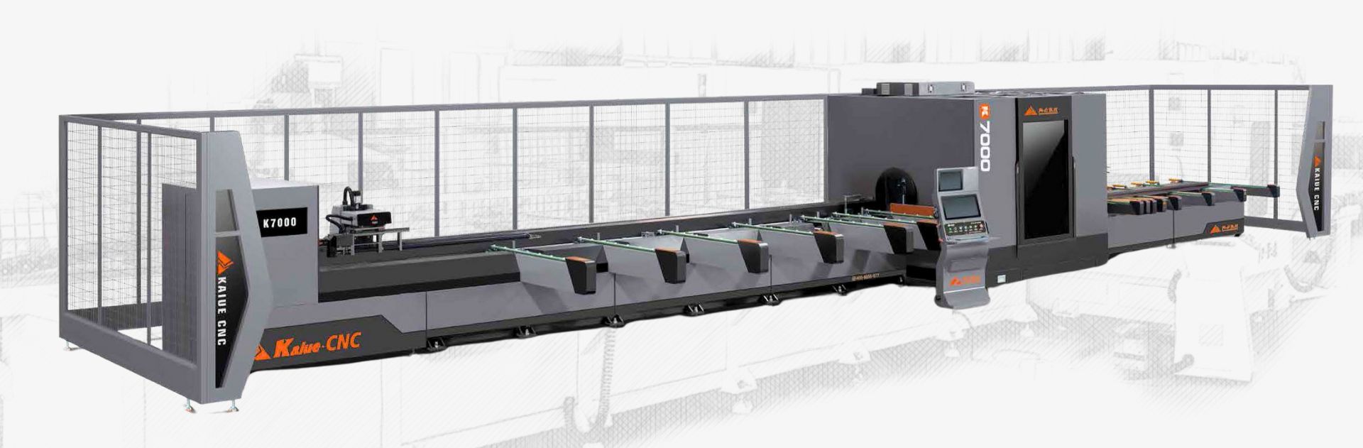 Máy cắt CNC Kaite K7000 cỡ lớn với băng tải và buồng điều khiển tự động