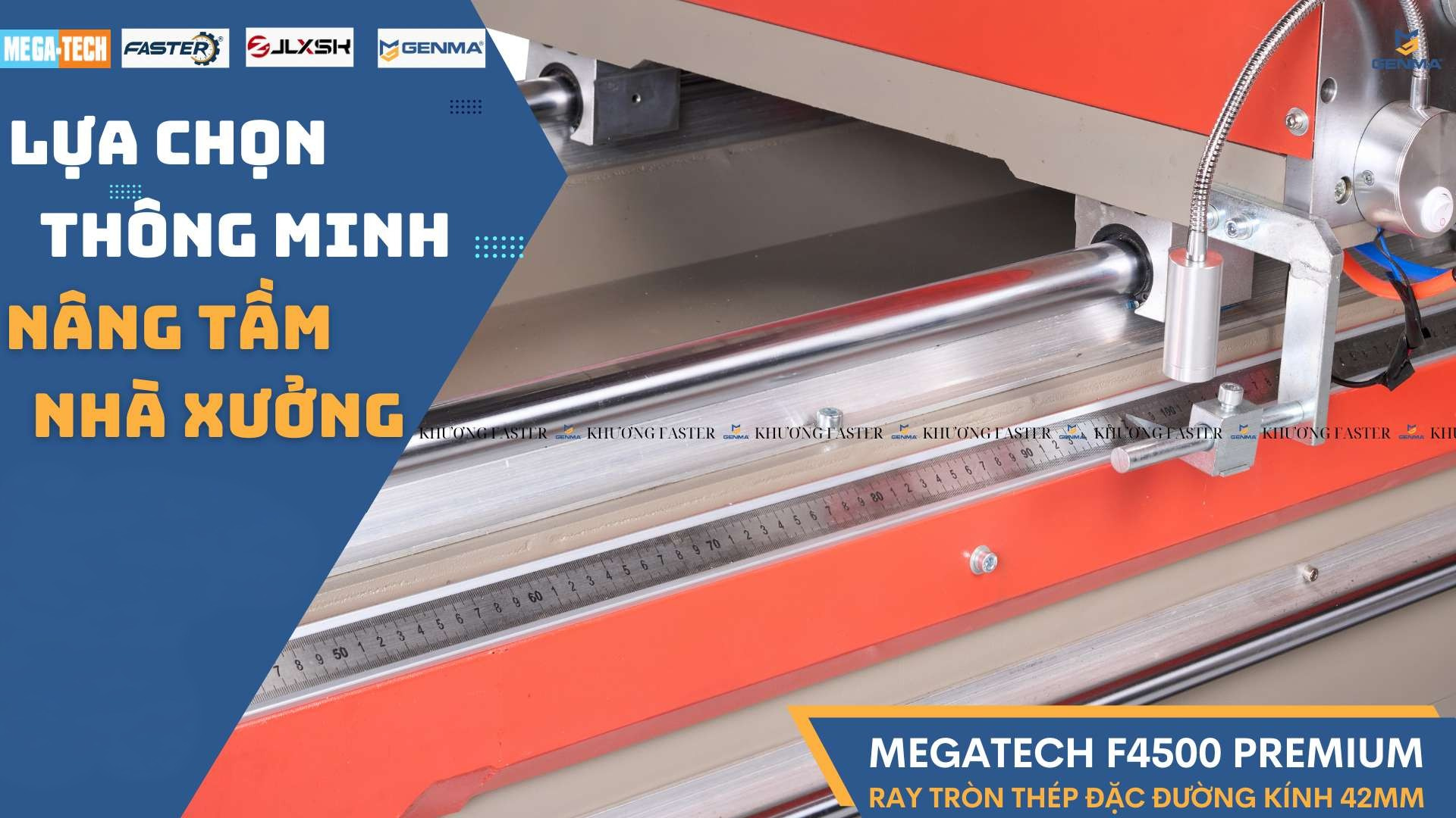 Chi tiêys đầu máy cắt nhôm 2 đầu Megatech F4500 chuyên cắt xingfa làm từ thép nguyên tấm