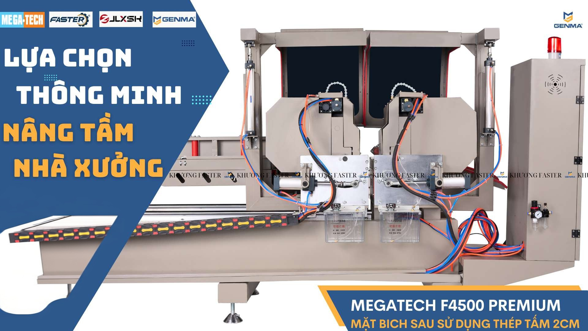 Máy cắt nhôm Megatech F4500 đang vận hành thực tế, cắt nhôm Xingfa chính xác, công nghệ mới nhất 2025