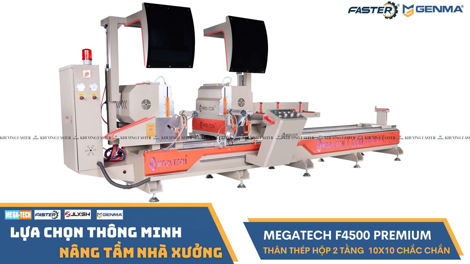 Tổng quan thân bệ của Megaetch F4500 khi đang sử dụng lưỡi 450 chuyên cắt nhôm xingfa