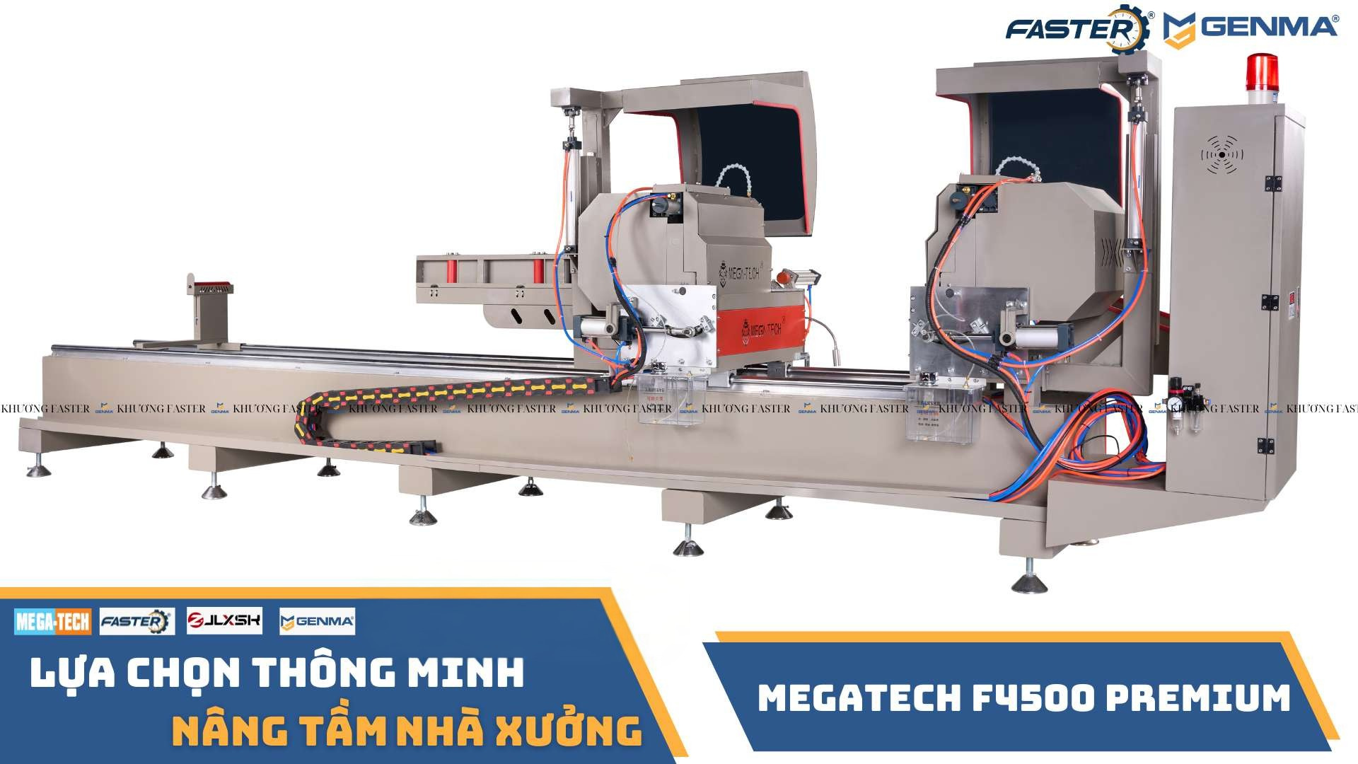 Chi tiết thân bệ máy cắt nhôm 2 đầu Megaetch F4500 Preium lưỡi 340
