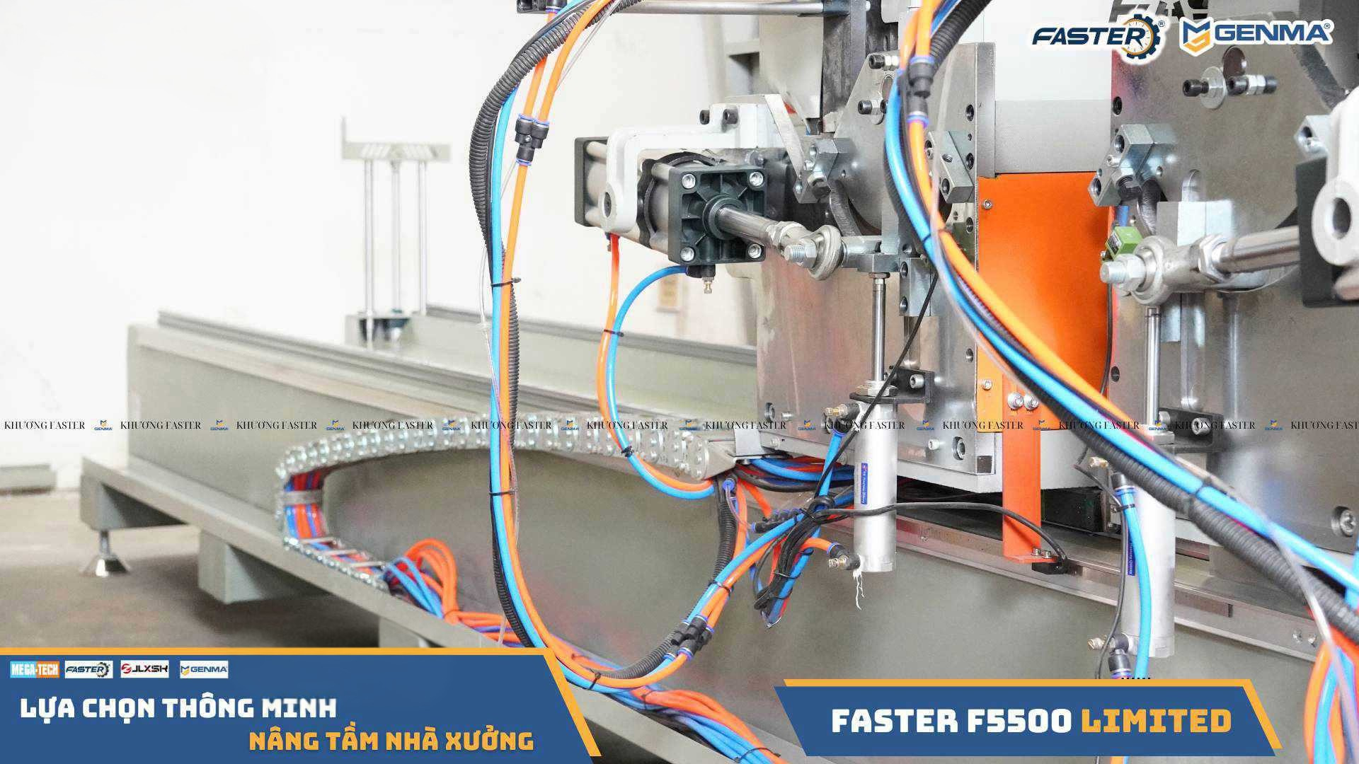 Chi tiết hệ thống đầu máy ohias sau của máy cắt nhôm faster