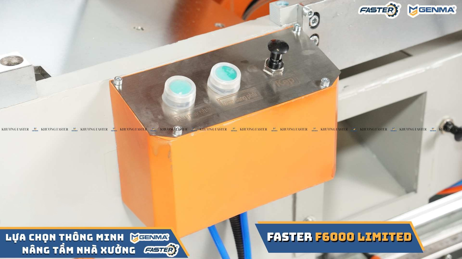 Bảng điều khiển phụ đầu máy 2 trên máy cắt nhôm 2 đầu faster f6000 limited