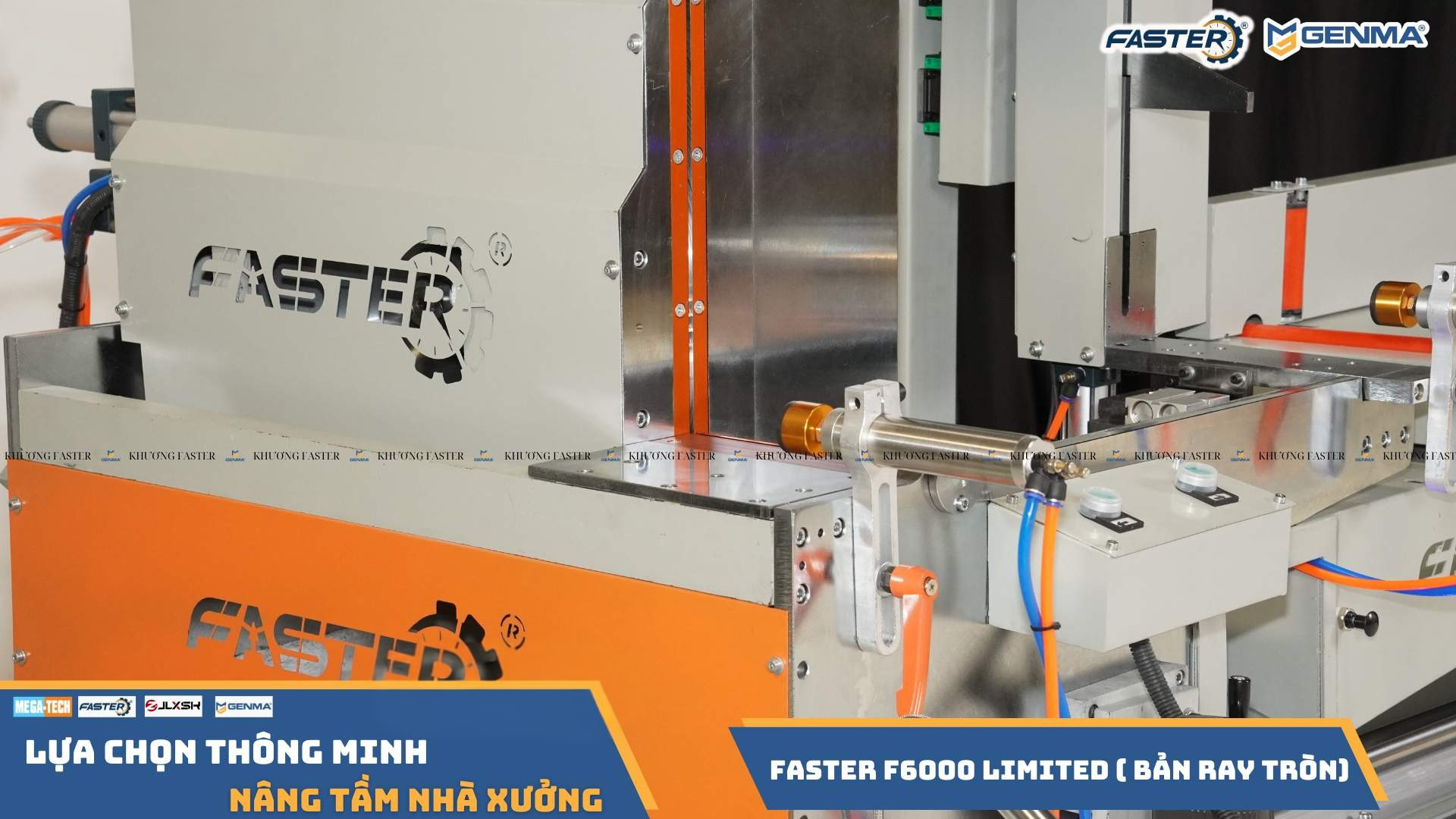 bàn làm việc đầu máy số hai trên máy cắt nhôm 2 đầu faster f6000 premium