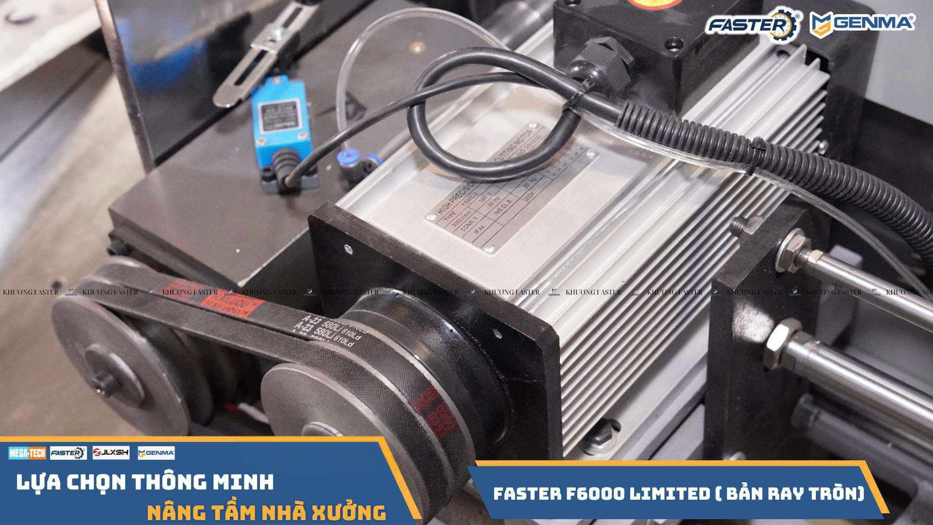 Mottor vuông line puly 4kw vỏ nhôm trên máy cắt nhôm Faster