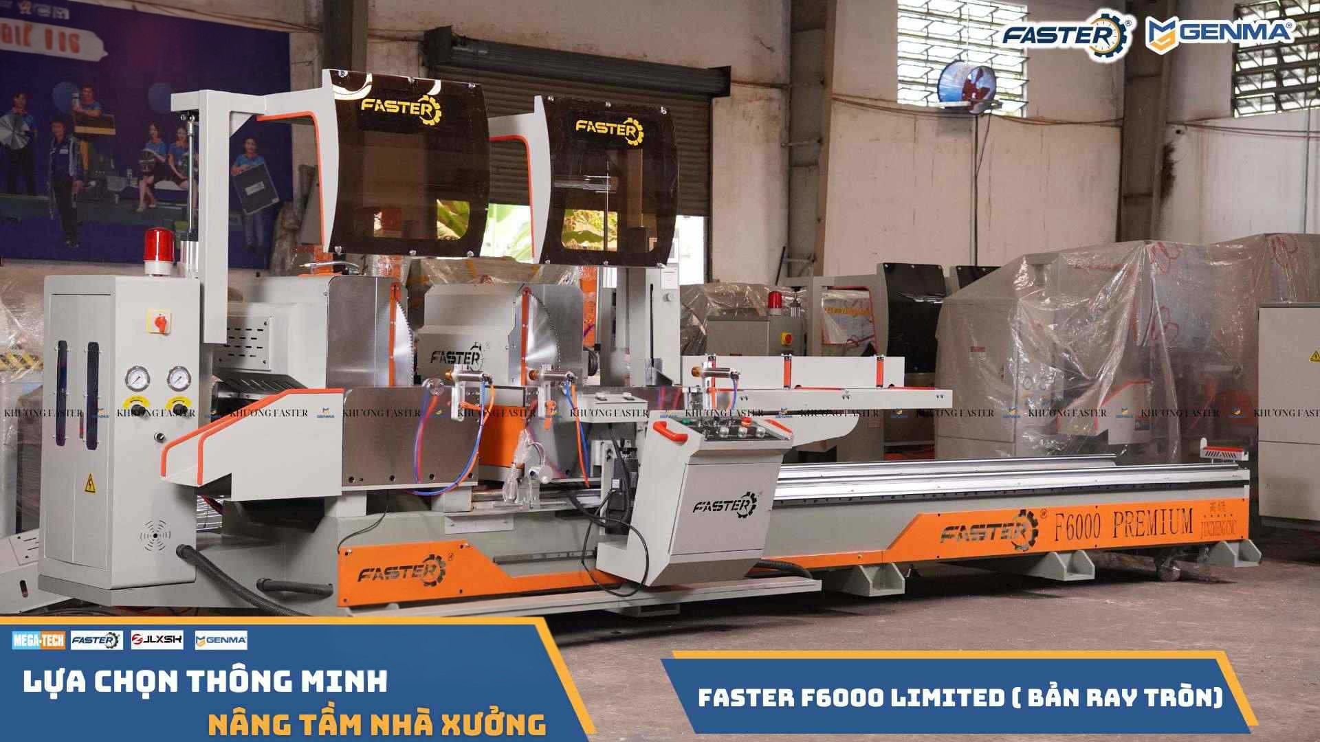 Máy cắt nhôm 2 đầu Faster F6000 Premium lưỡi 550 tổng quan toàn máy