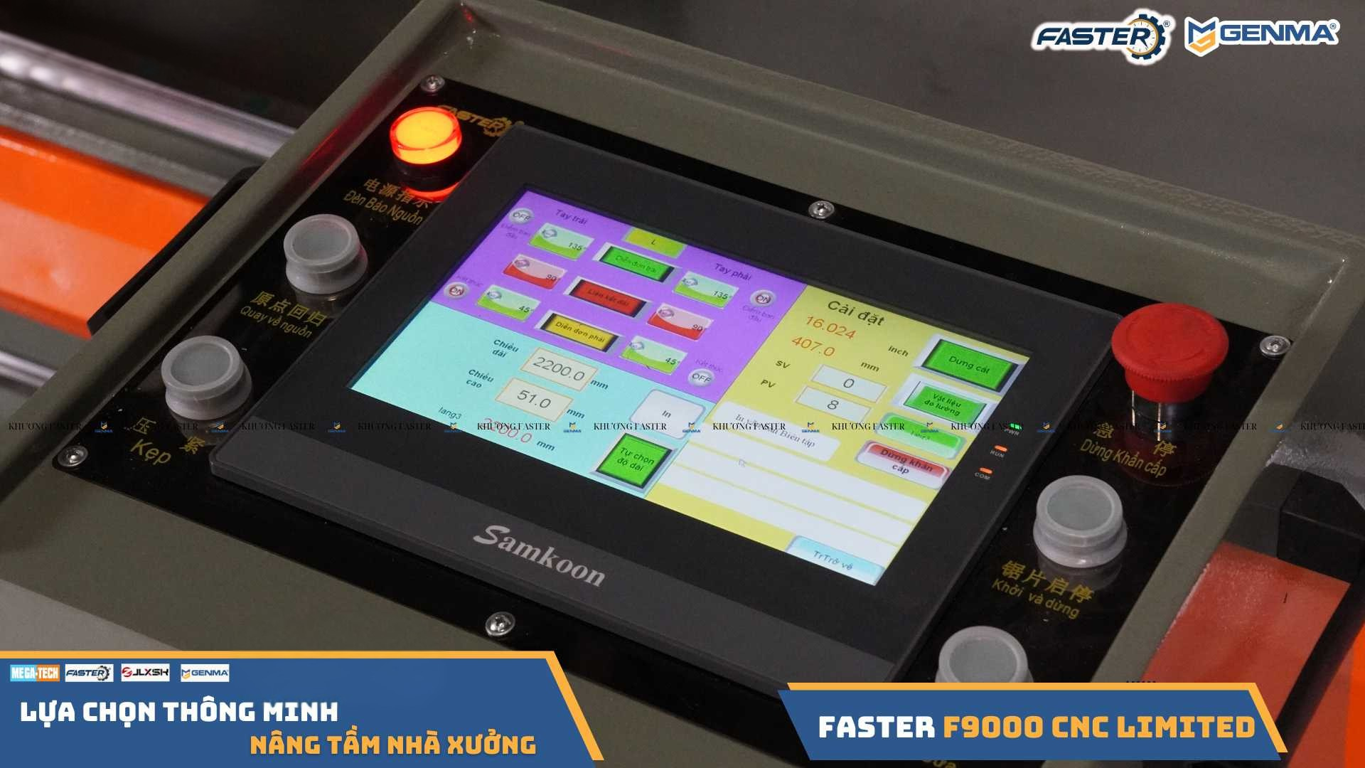 màn hình cnc cảm ứng 21 inch trên máy cắt nhôm faster f9000 cnc