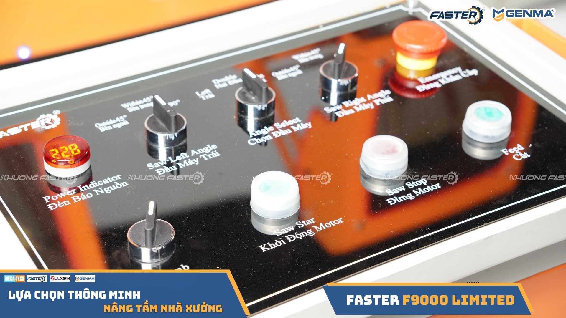 Bảng điều khiển máy cắt nhôm 2 đầu Faster F9000 Limited thước điện tử