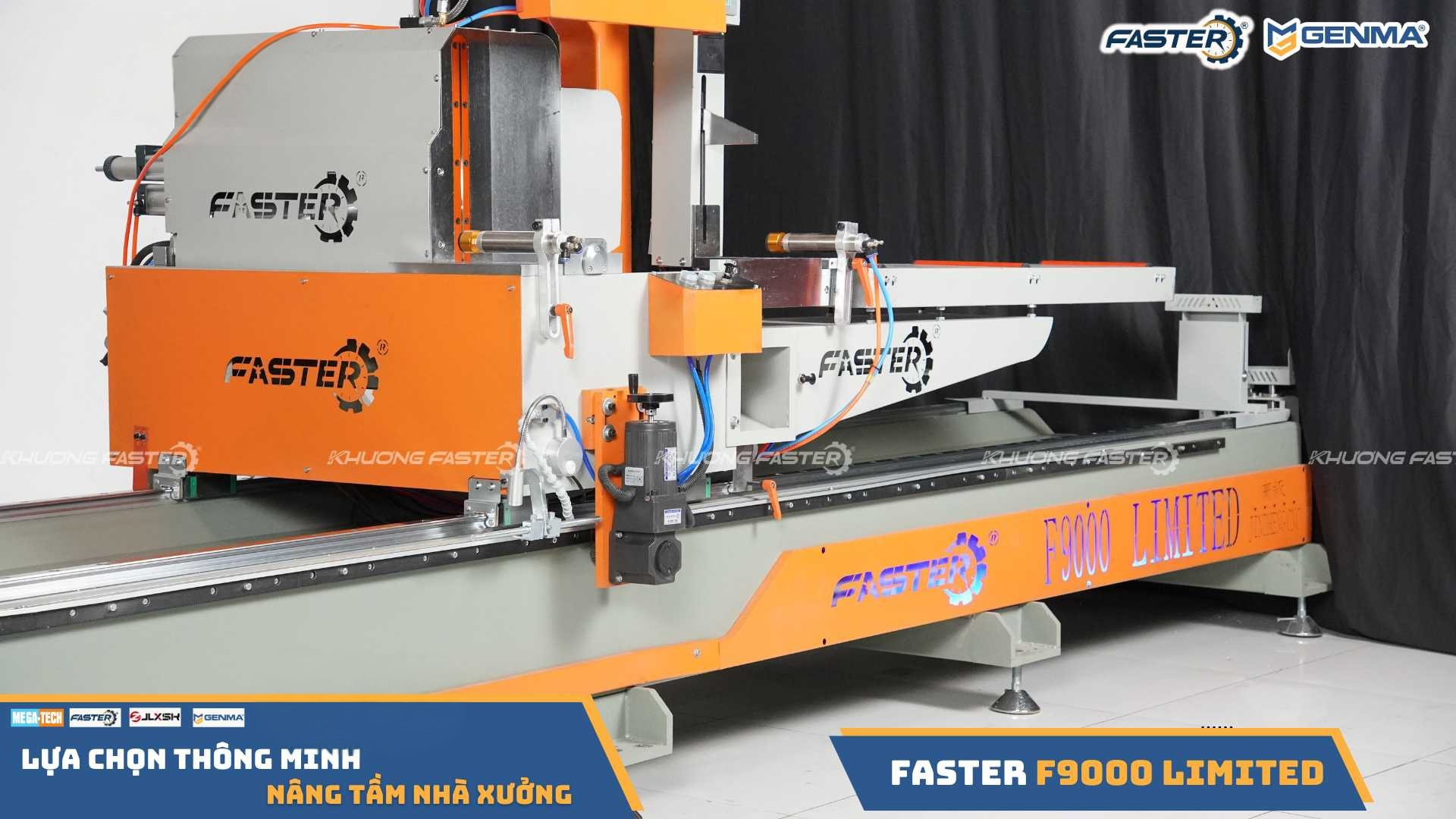 Bàn làm việc máy cắt nhôm 2 đầu Faster F9000 Limited thước điện tử