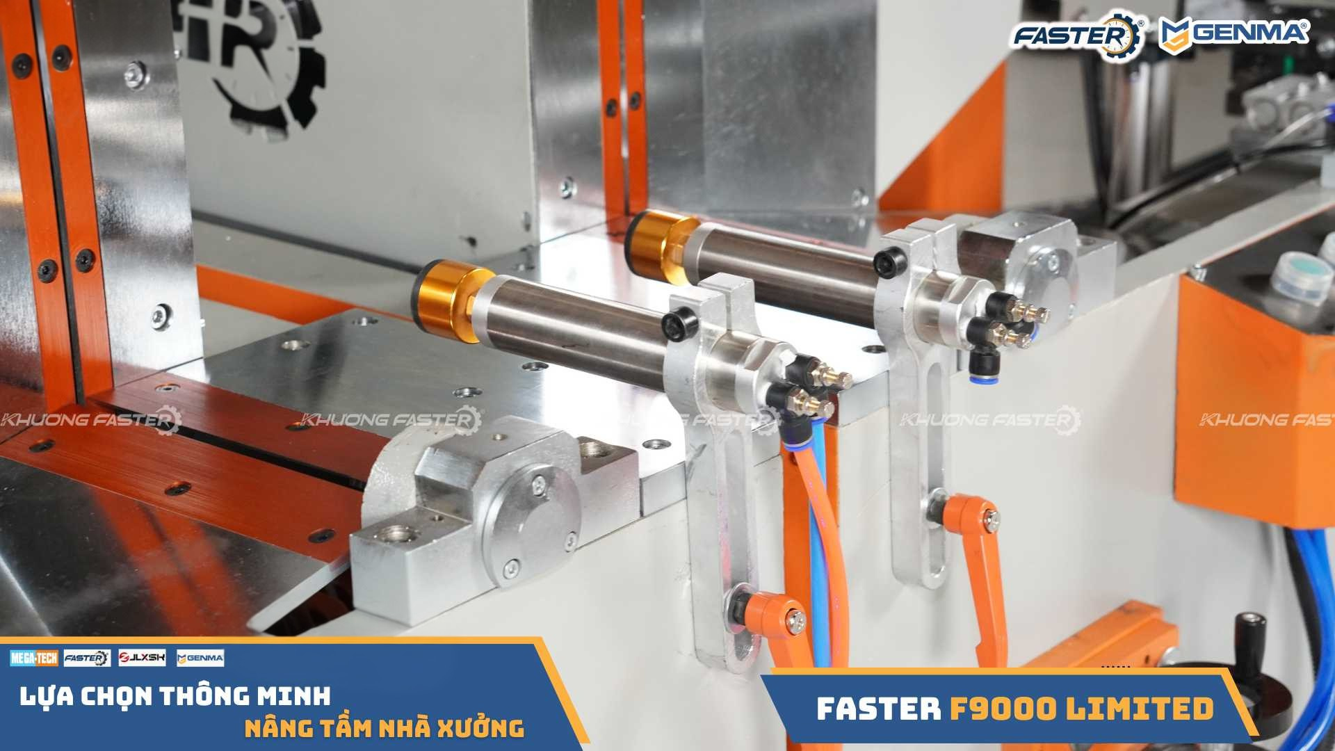 Hệ thống piston kẹp phôi máy cắt nhôm góc ngửa