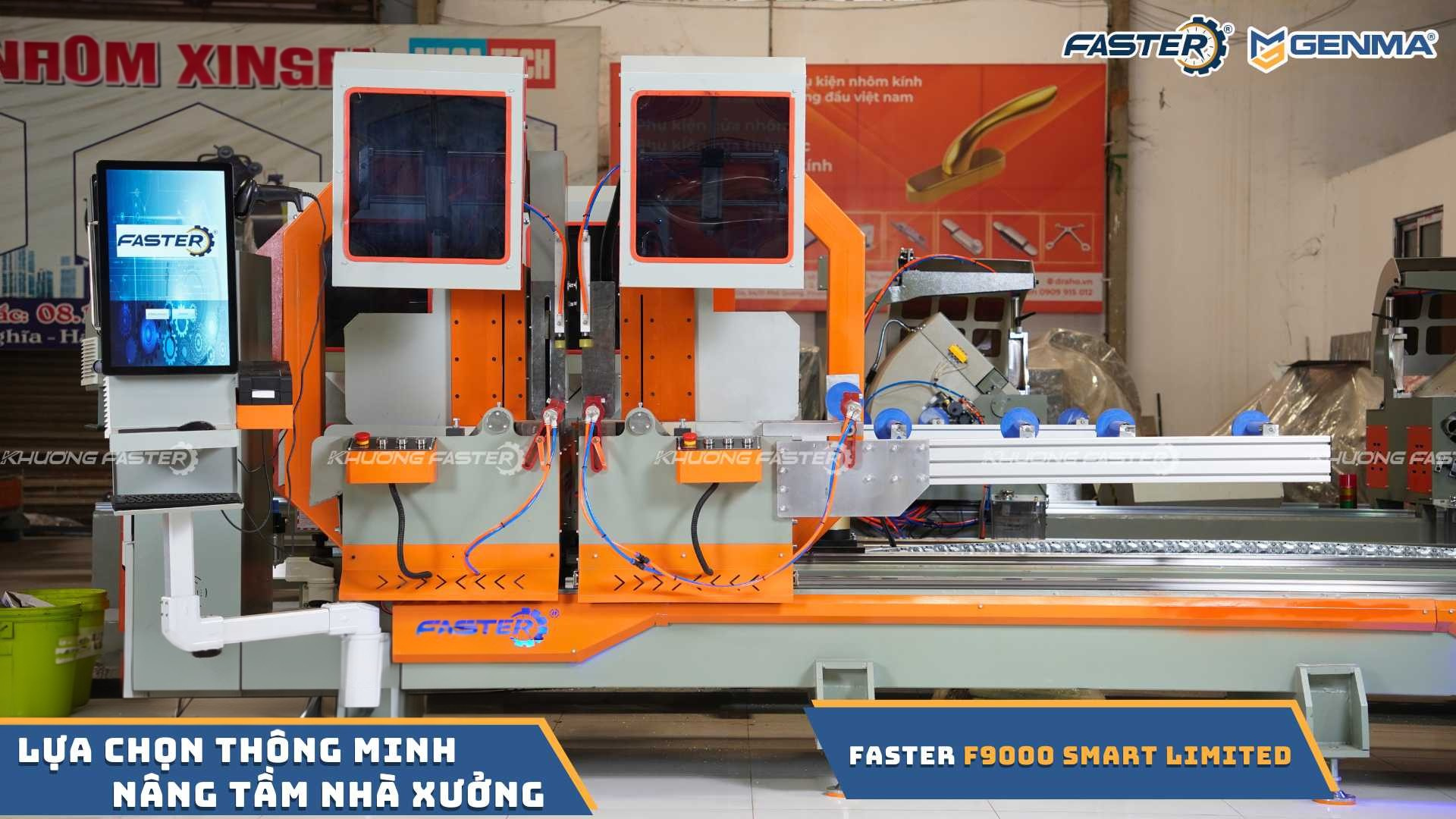 Máy cắt nhôm tự động Faster F9000 Smart Limited trong nhà xưởng Khương Faster