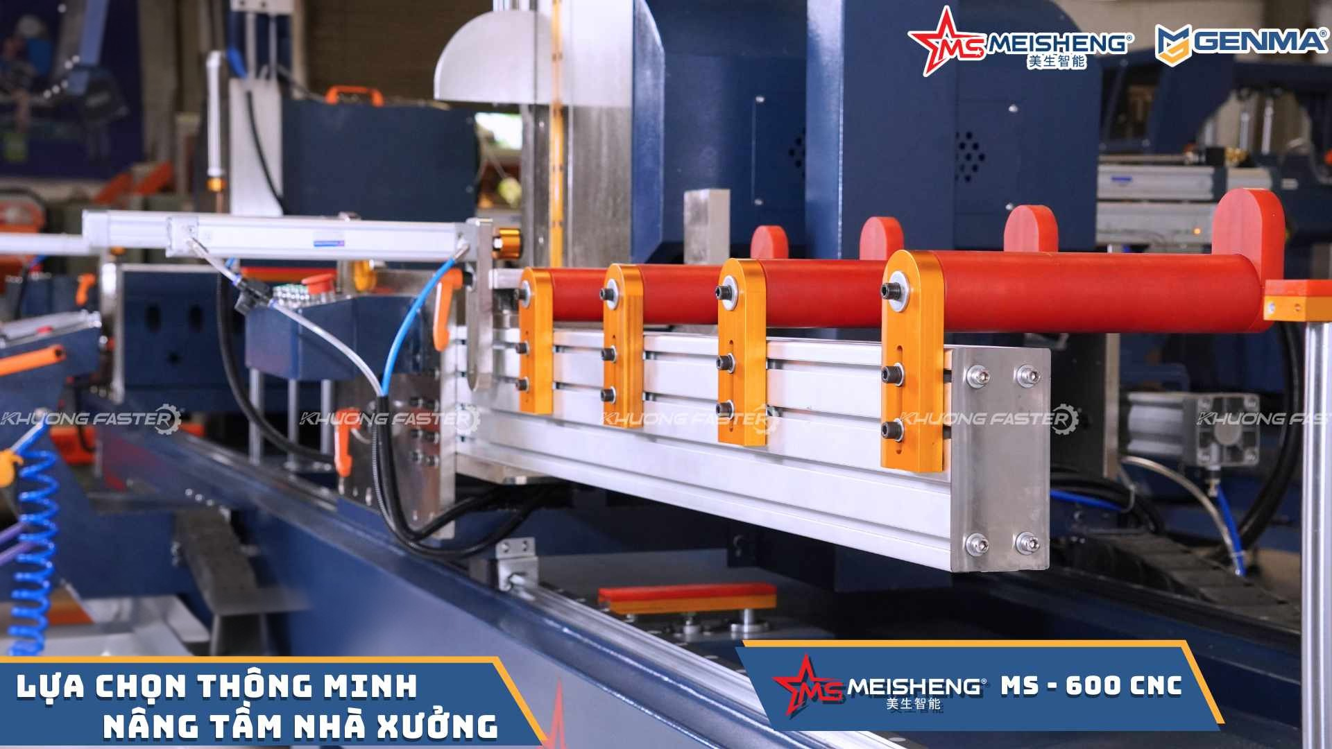 Giá đỡ phôi trên máy cắt nhôm CNC Meisheng MS 600 hỗ trợ cắt chính xác