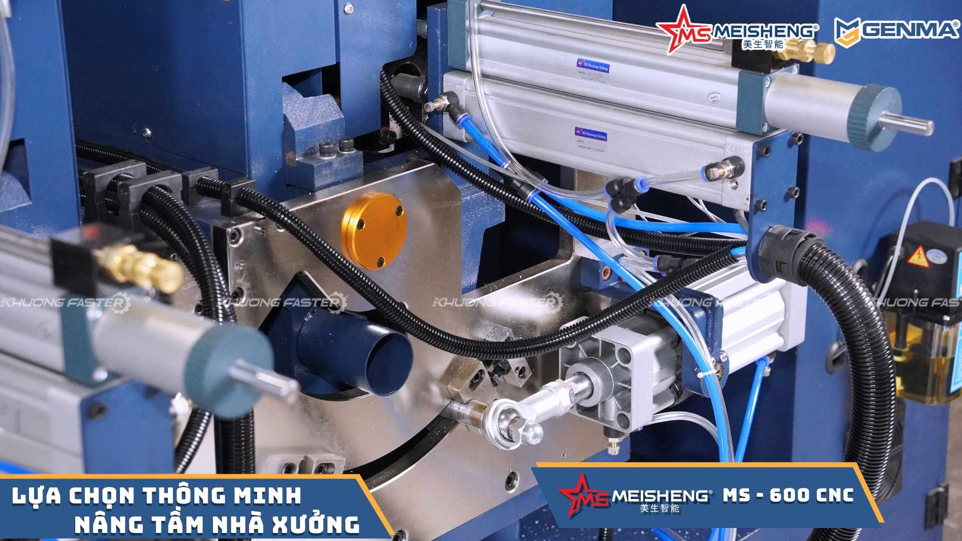 Hình ảnh chi tiết phía sau đầu máy cắt nhôm lưỡi 600 Meisheng MS 600 CNC