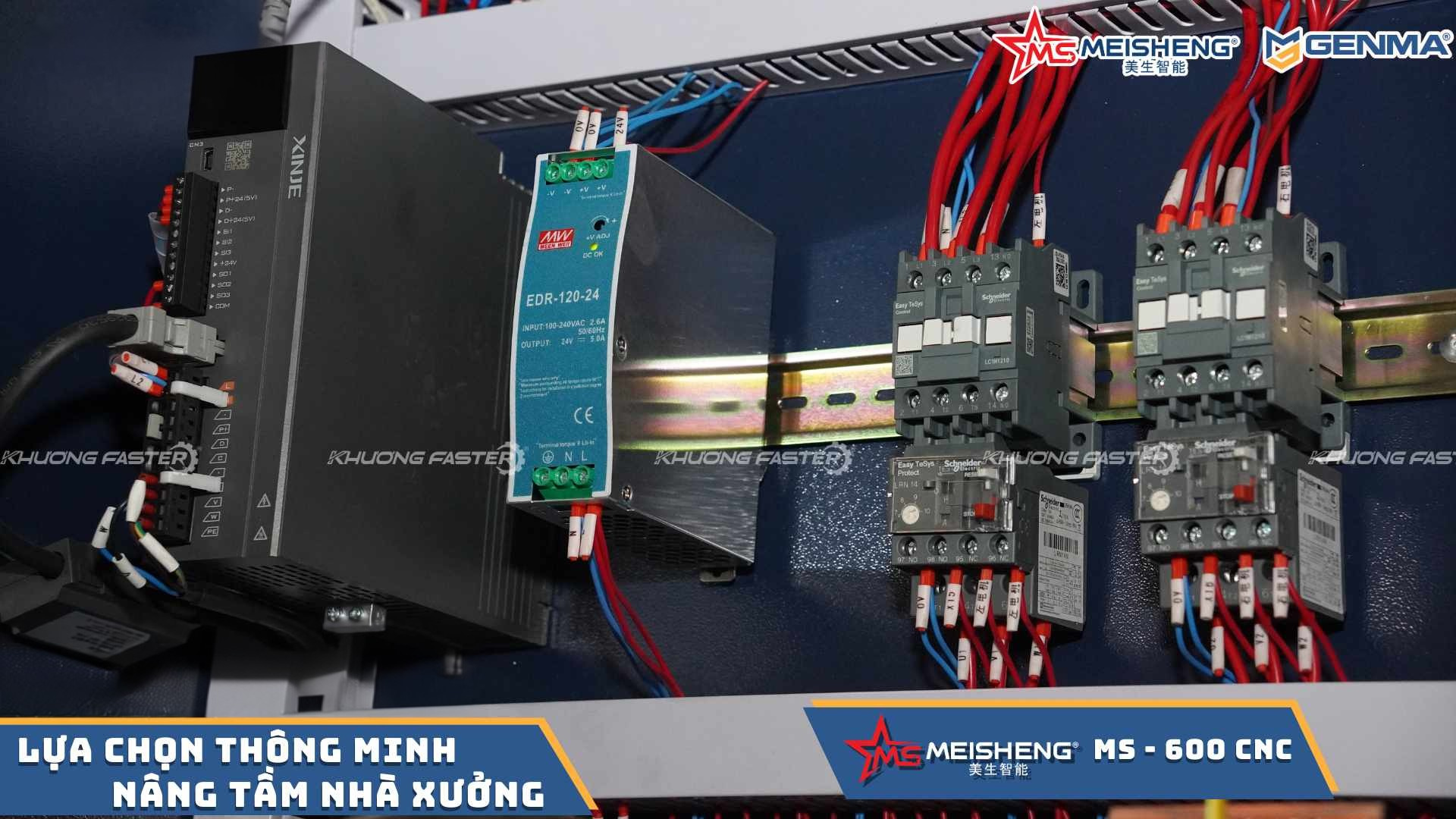 Tủ điện máy cắt nhôm CNC Meisheng MS 600 bố trí gọn gàng