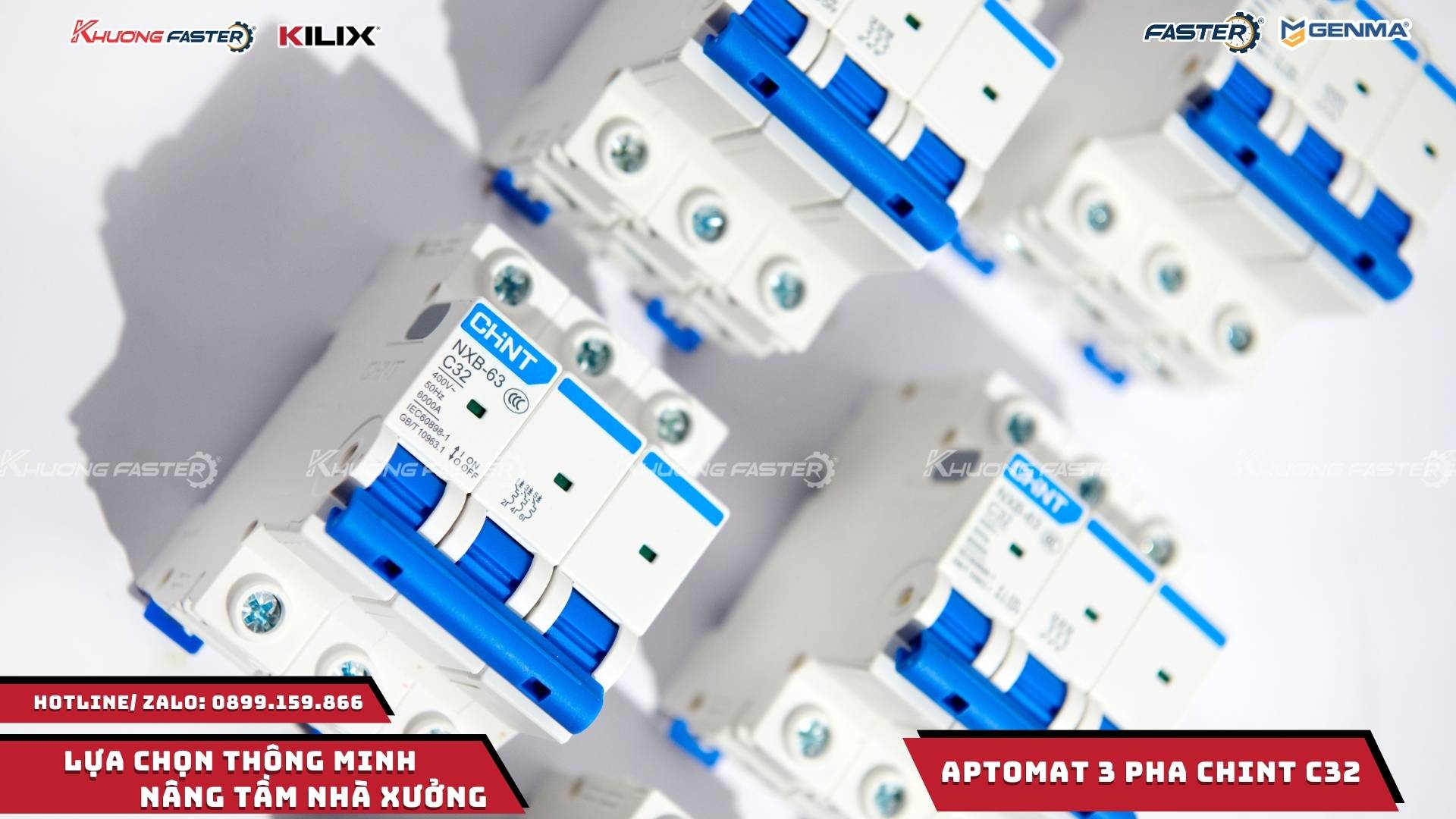 mặt trước aptomat chint c32 hiển thị thông số kỹ thuật