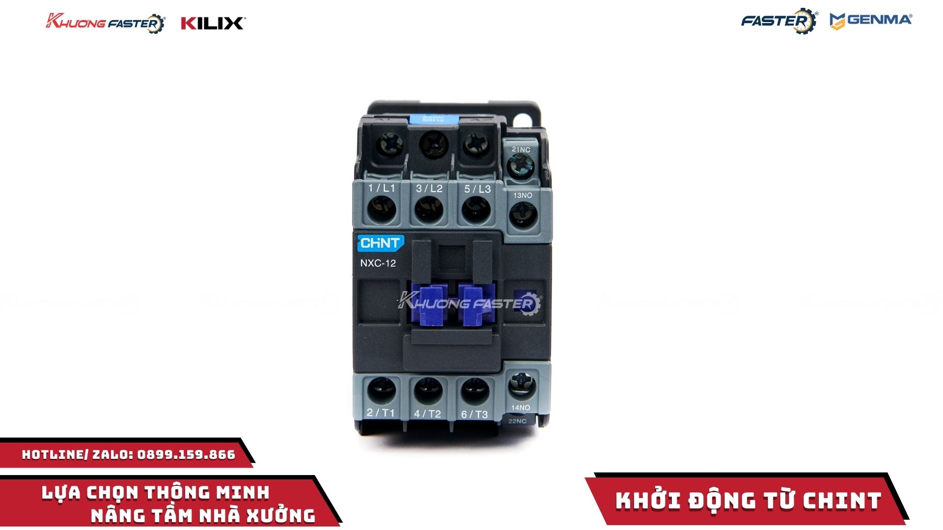 khởi động từ chint nxc12 đặt trên nền trắng