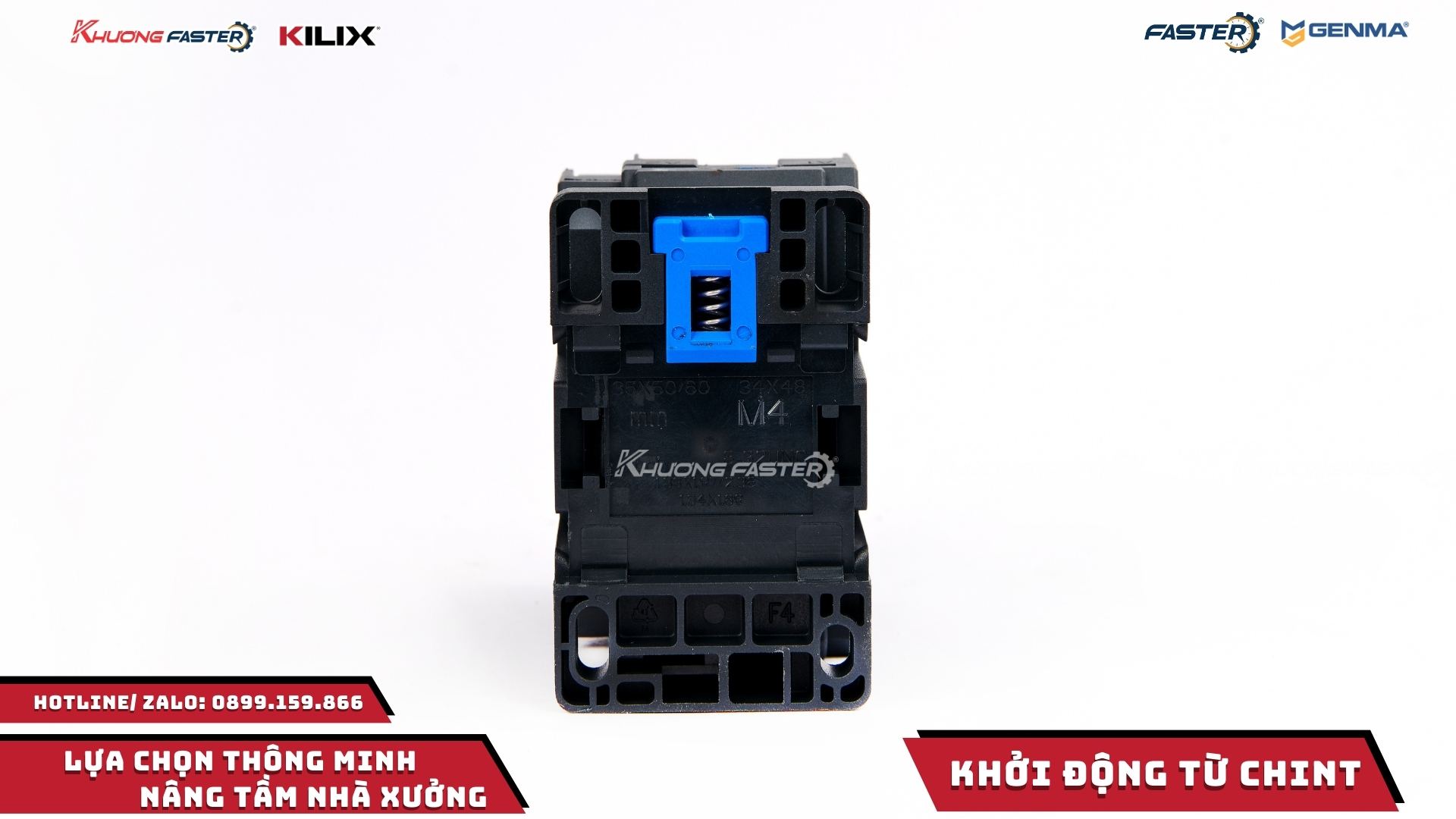 mặt sau khởi động từ chint nxc 12 có ngàm gắn ray din