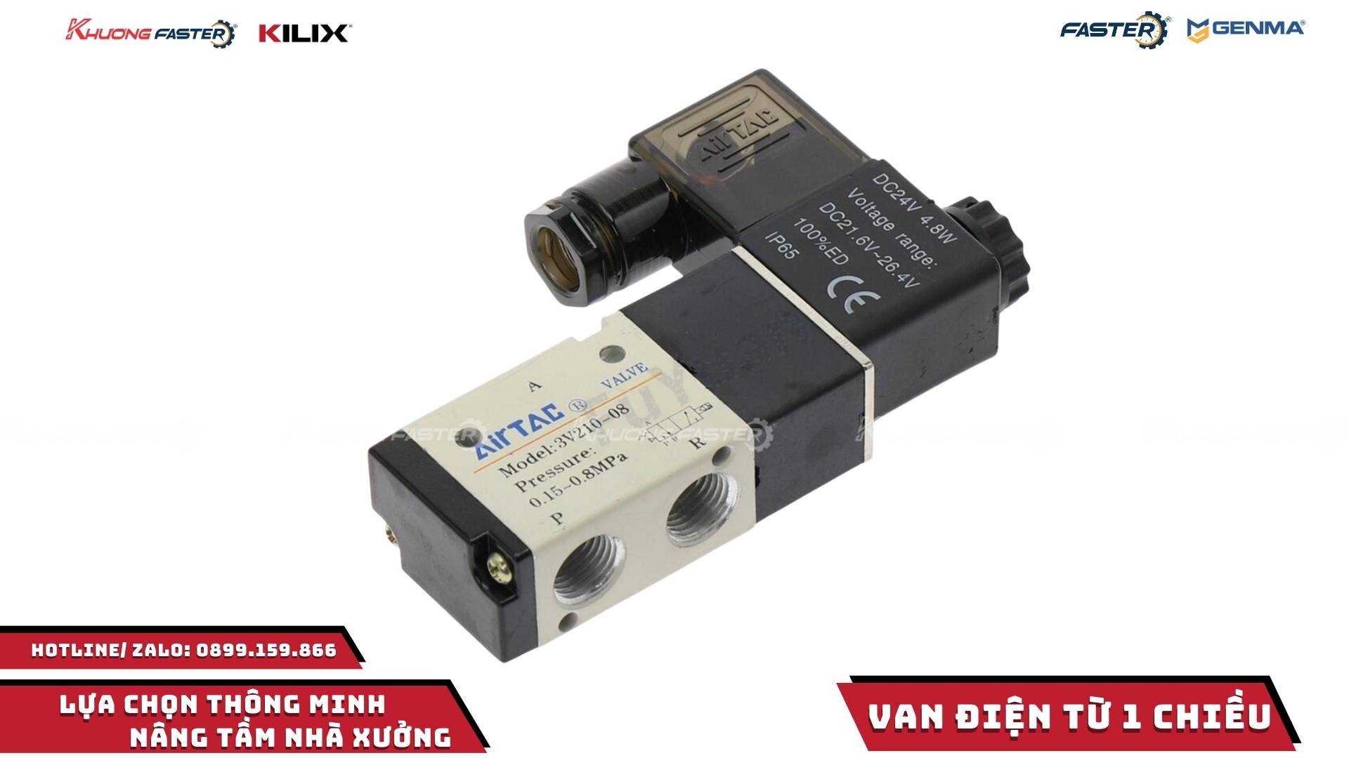 mặt bên van điện từ đơn khí nén