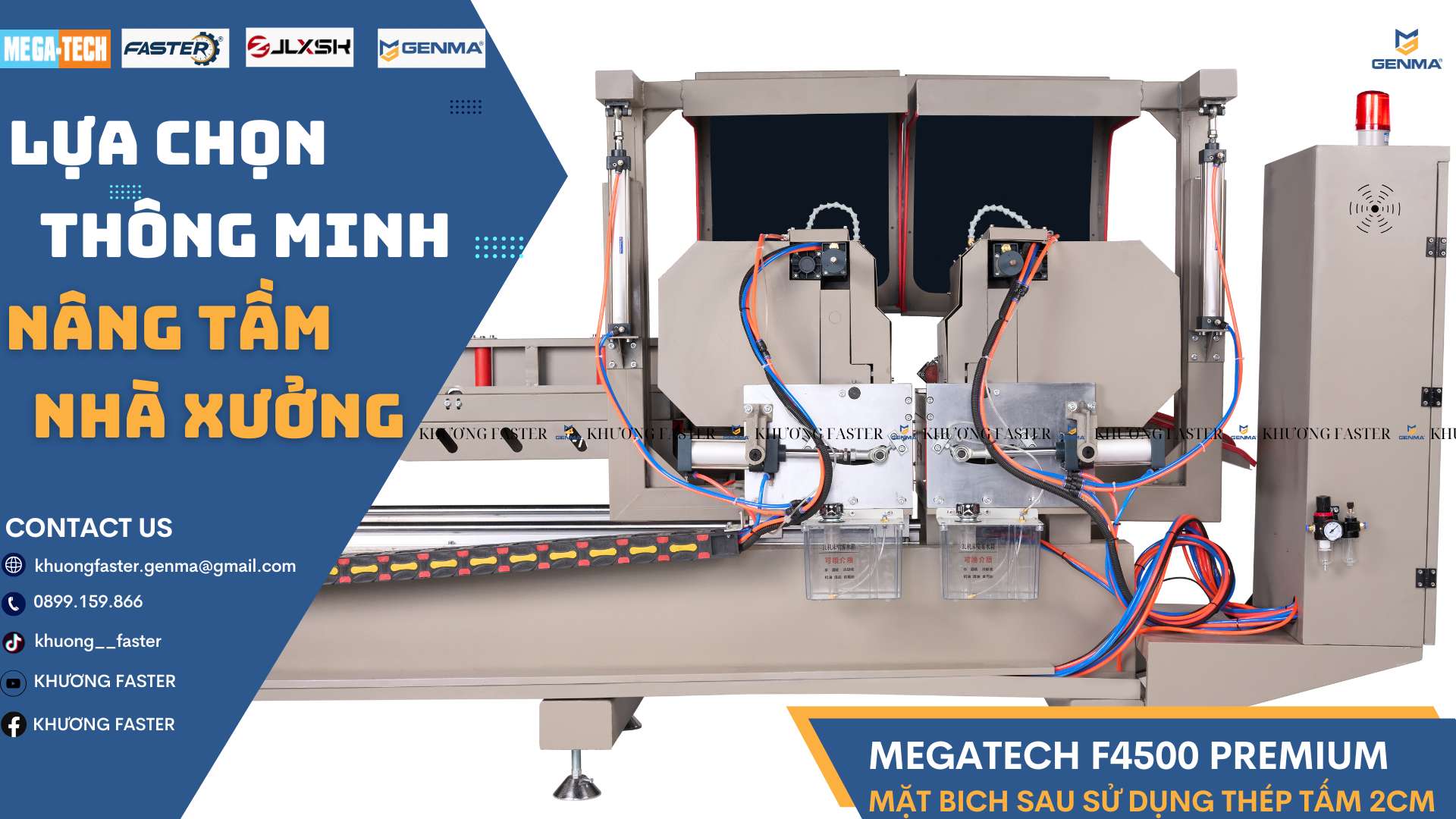 Máy cắt nhôm 2 đầu Xingfa 08s Megatech F4500: Giải pháp tối ưu cho xưởng nhôm hiện đại