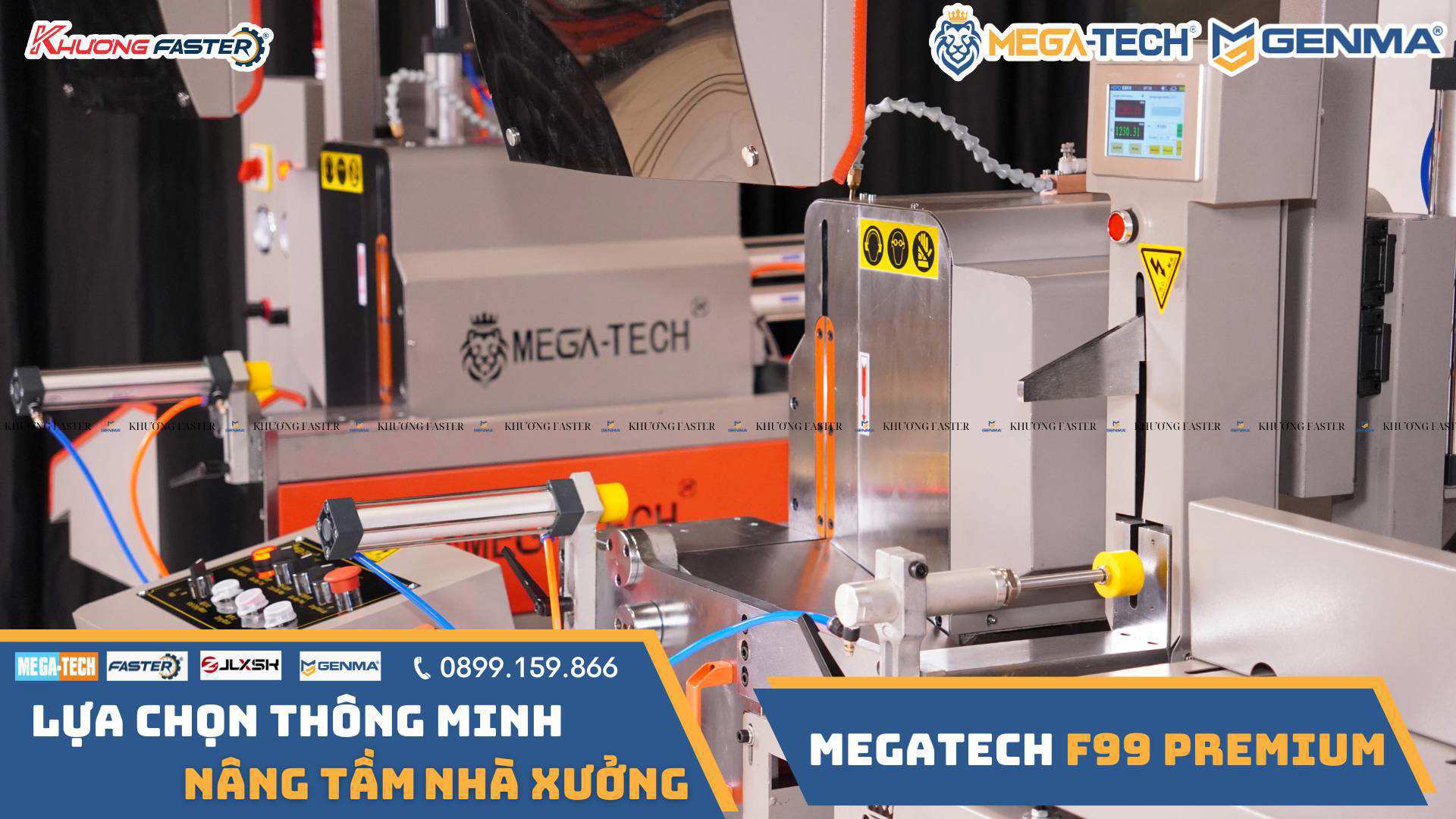 Thước điện tử đo chiều cao phôi nhôm của máy cắt nhôm 2 đầu Megatech F99 Premium