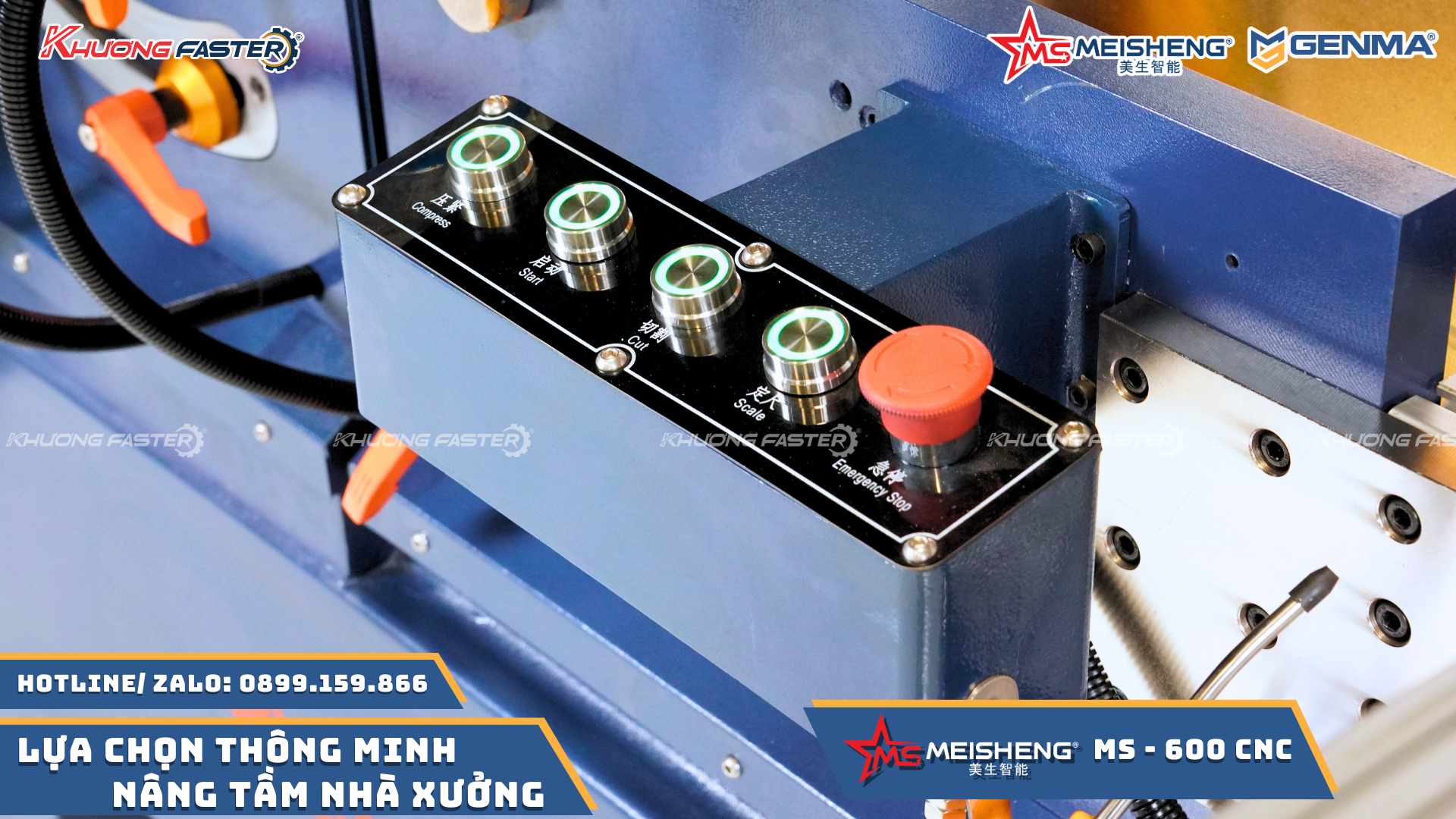 Đầu cắt trái máy cắt nhôm 2 đầu Meisheng MS 600 Smart