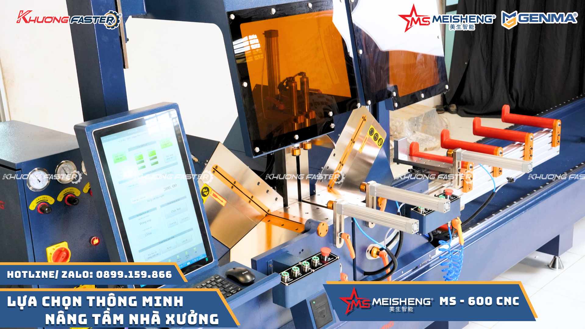 Chi tiết thân máy cắt nhôm 2 đầu Meisheng MS 600 Smart sơn tĩnh điện