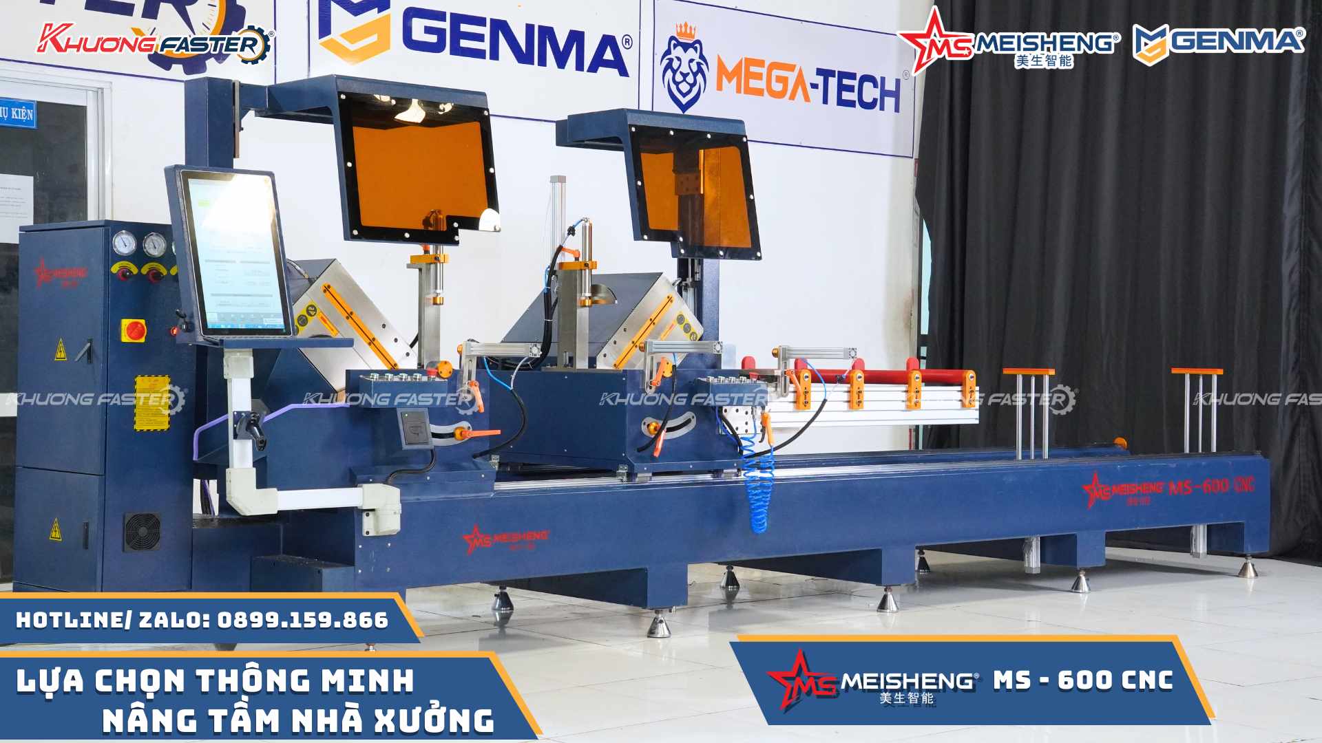 Máy cắt nhôm 2 đầu Meisheng MS 600 Smart ngoại tuyến cao cấp lưỡi 600