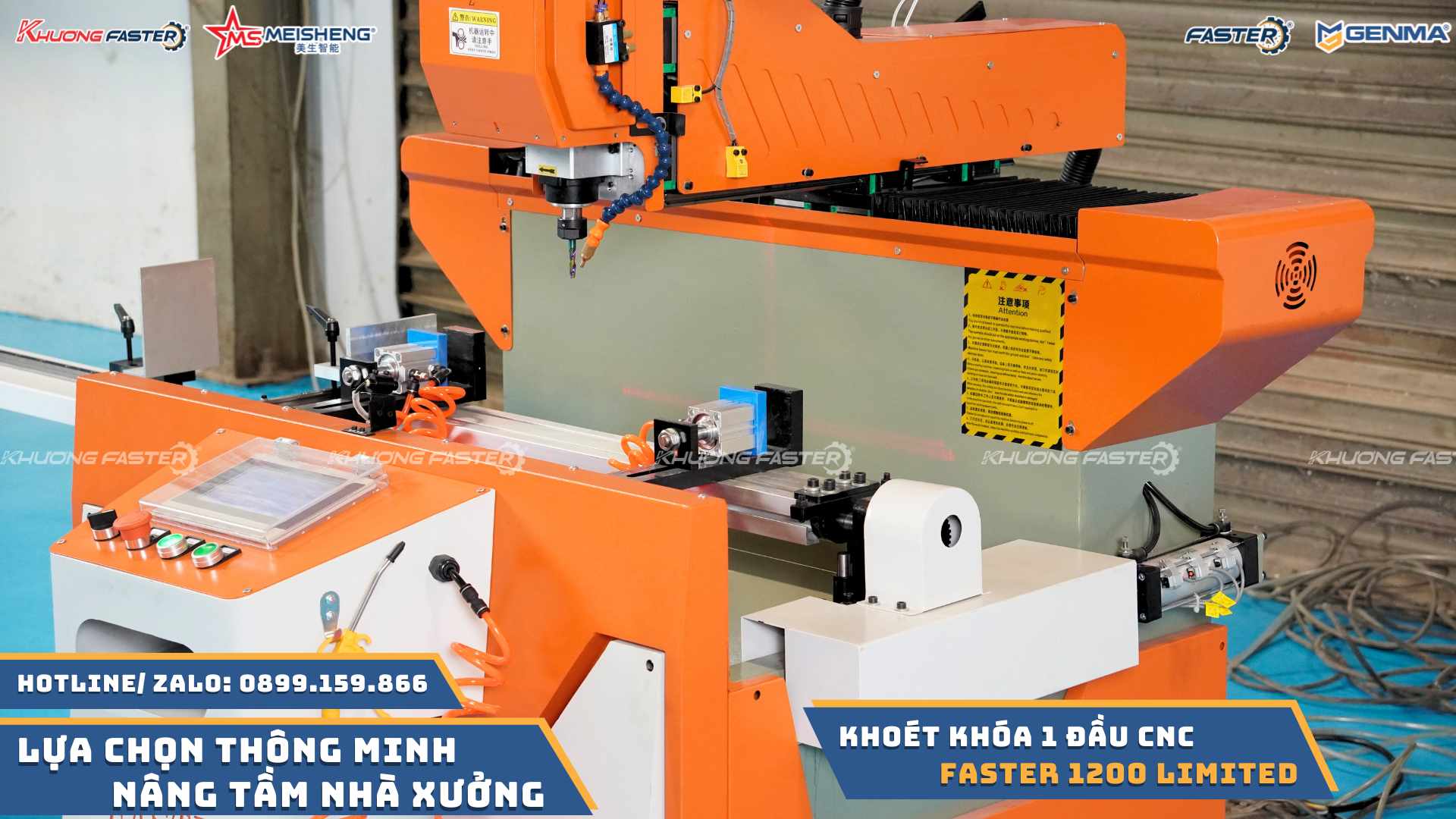 Máy Khoét Khóa Cửa Nhôm CNC Faster F1200