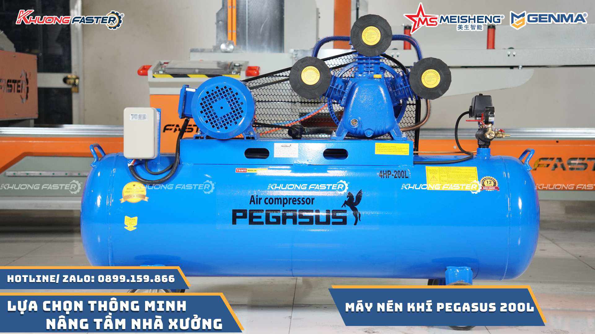 Máy Nén Khí 200L Công Nghiệp Pegasus Chính Hãng&nbsp;