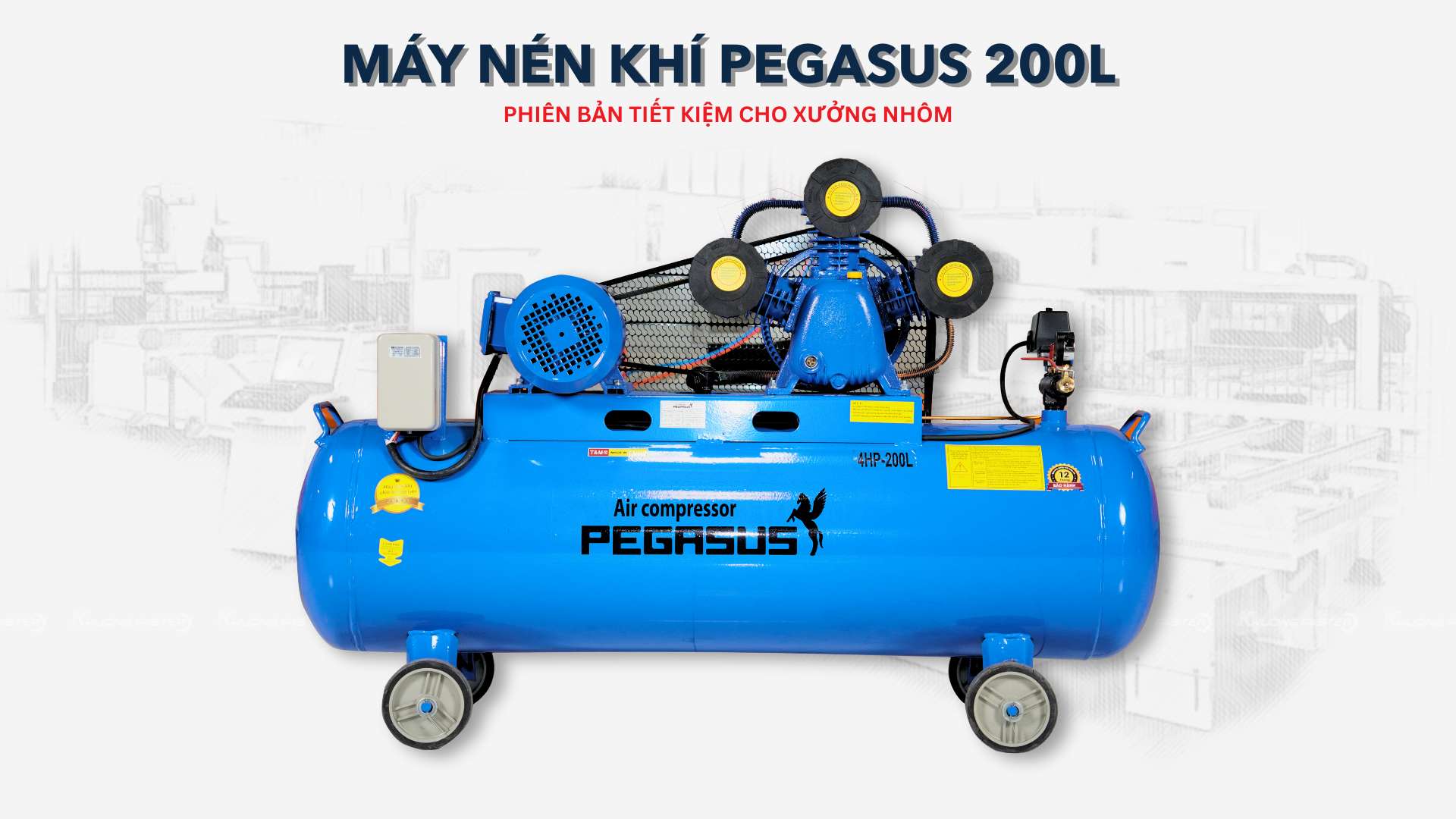 Máy Nén Khí 200L Công Nghiệp Pegasus Chính Hãng&nbsp;