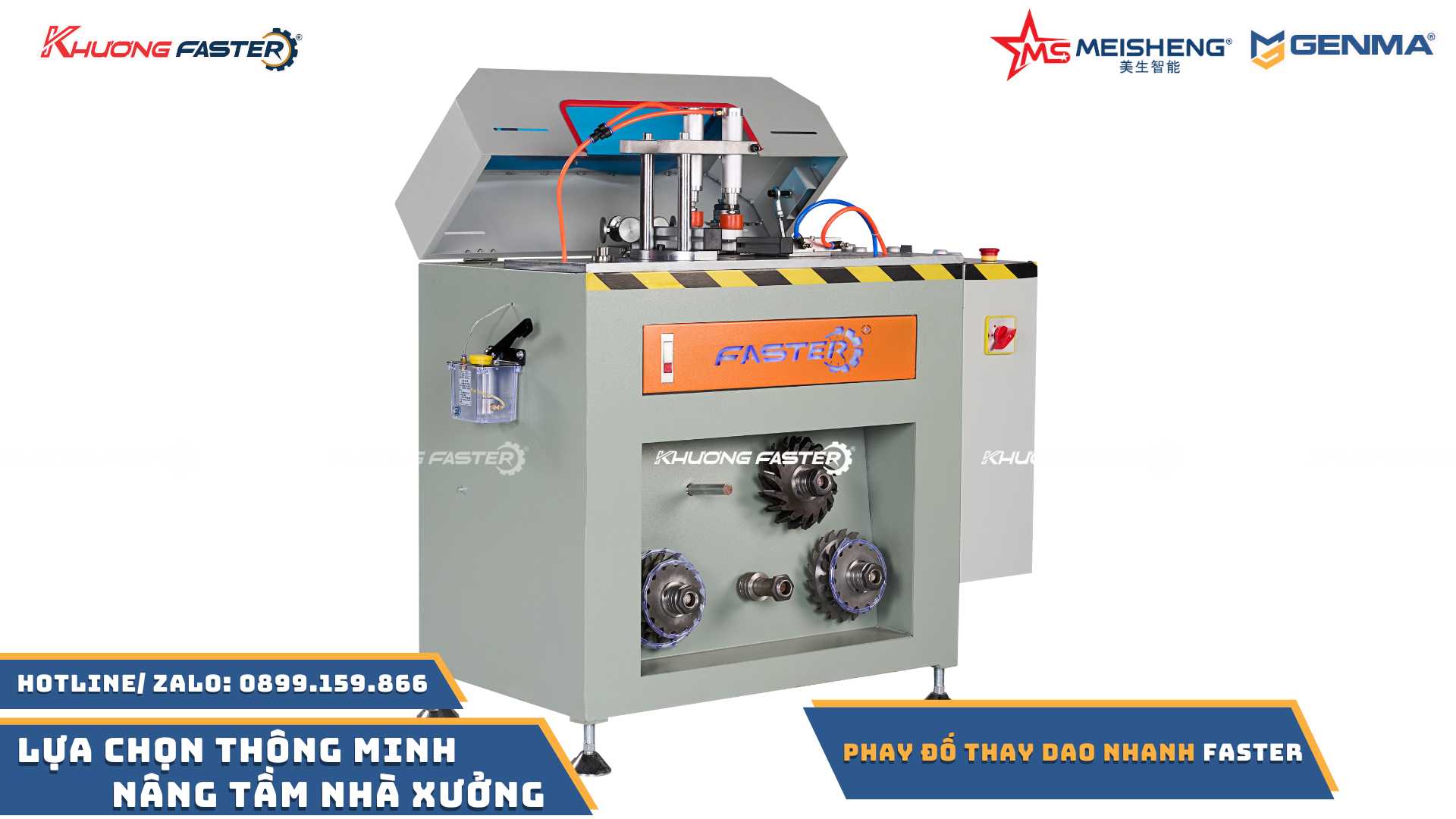 máy phay đầu đố thay dao nhanh faster ray vuông góc chụp nghiêng 90 độ giúp khách hàng hình dung dễ hơn