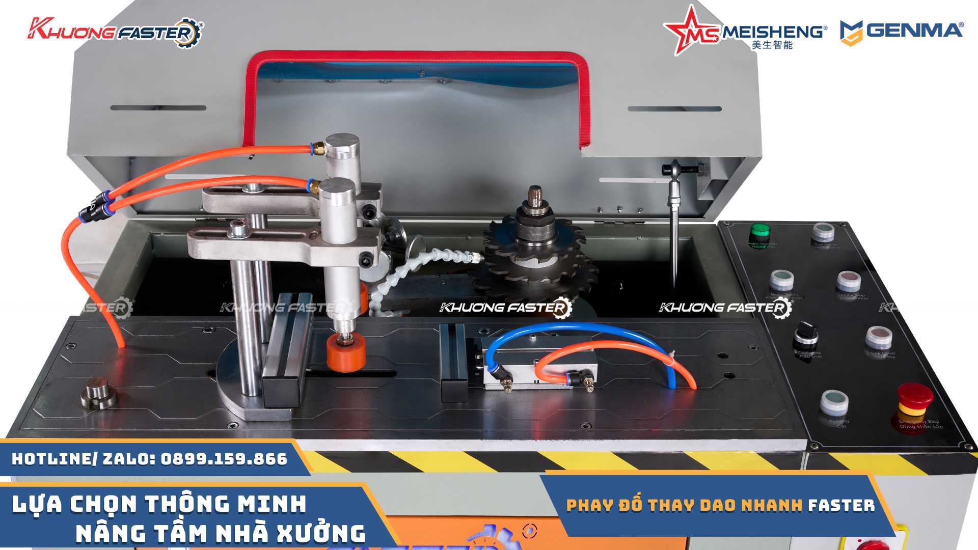 bàn làm việc góc chụp chính diện của máy phay thay dao nhanh faster