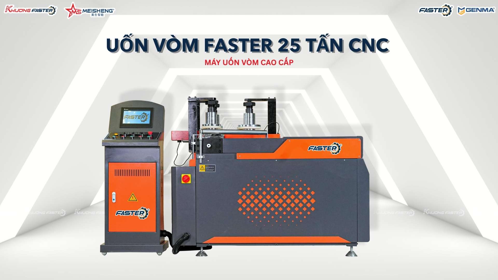 máy uốn vòm faster 25 tấn Máy uốn vòm nhôm chính xác – Giải pháp gia công cửa nhôm hoàn hảo